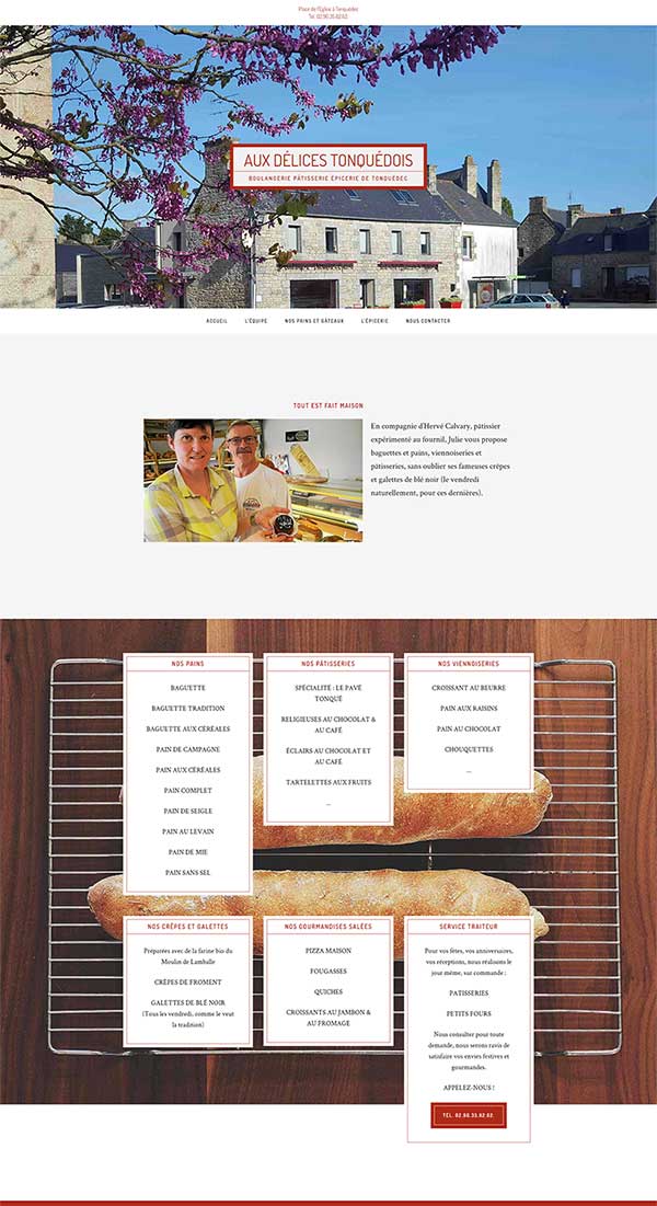 Création du ste internet de la boulagngerie de Tonquédec, dans les Côtes d'Armor