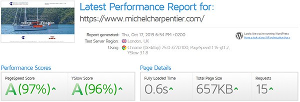 Performances du site de Michel Charpentier